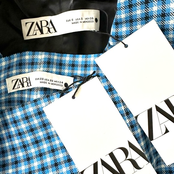 ZARA BLAZER CHECKED CROPPED LAPEL COLLAR & SKIRT - Picture 15 of 16